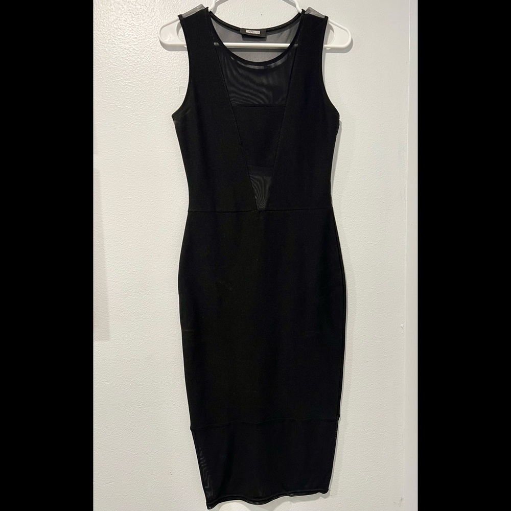 Missguided sleeveless mesh insert midi dress